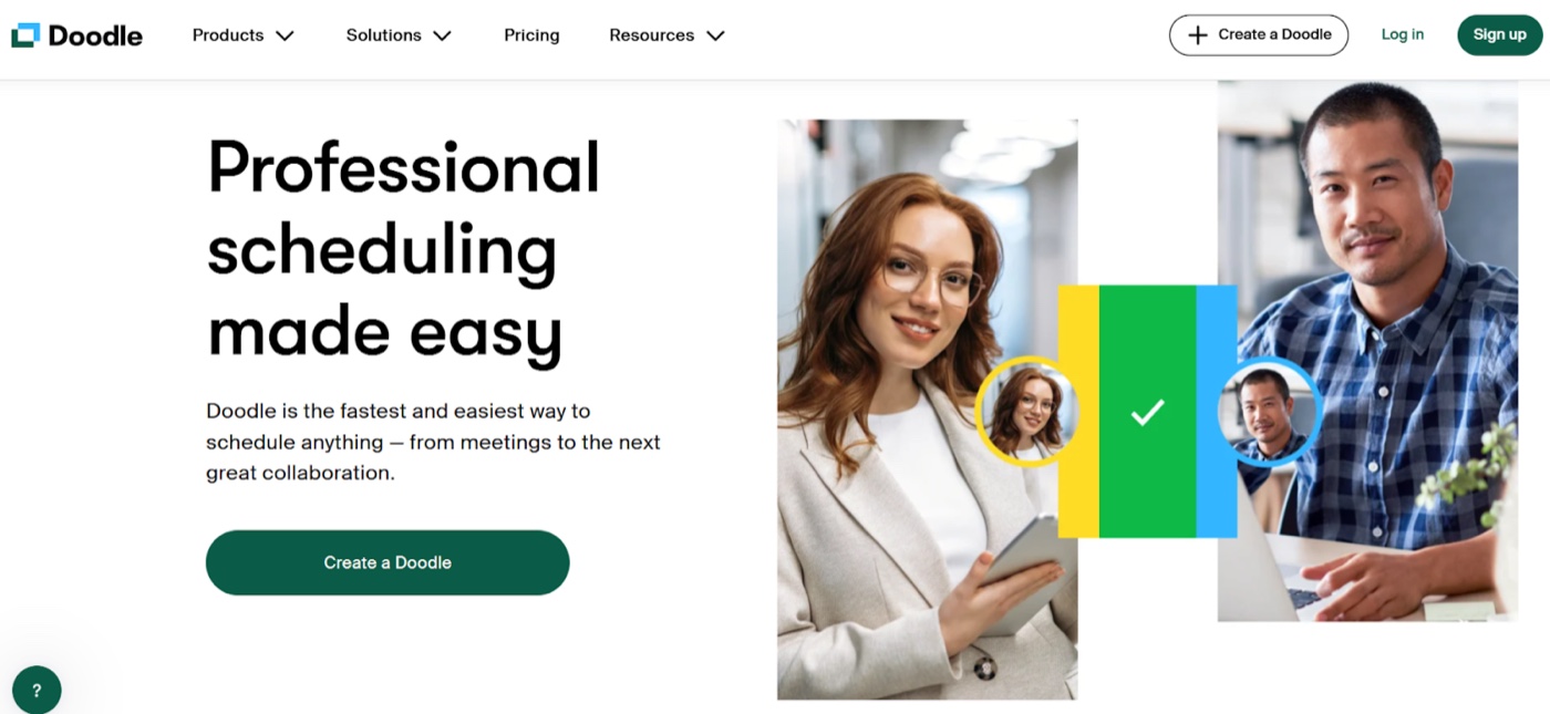 Doodle homepage: Professional scheduling made easy